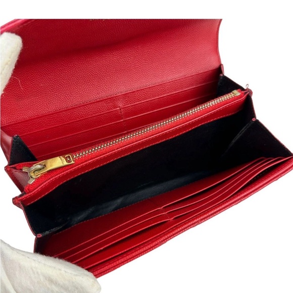 Saint Laurent YSL Monogram Cassandre Wallet– Red Grain de Poudre Leather - Picture 8 of 11